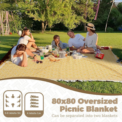 2 in 1 Extra Large Rug Outdoor Picnic Blanket Waterproof Woven Boho Mat Giant Beach Towel Travel Essential Yoga Accessories Park Patio Lawn Garden Ground Music Festival Concert Must Have2