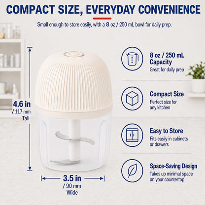 Electric Garlic Chopper, 250ML Cordless Mini Food Processor with 4 Stainless Steel Blades, USB Rechargeable Vegetable Chopper for Garlic, Onion, Chili, Ginger, Herbs and Nuts7