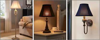 KD Lamp Shades Set of 2, 6X12×8.5 Inch Natural Faux Silk Lamp Shades for Table Lamps Medium Lamp Shade for Table Lamp & Bedside Lamp No Assembly Required (Blue)9