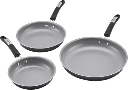 , 3-Pc Classic Ceramic Nonstick Skillet Set, Amazon Exclusive, 35C22-3BK1