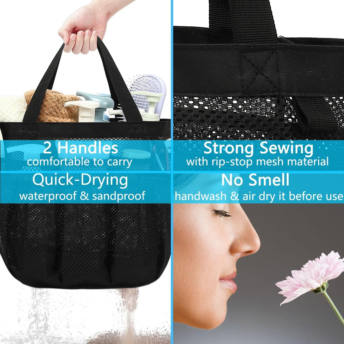 mesh-shower-caddy-portable-for-college-dorm-room-essentials-odorless-polyester-large-shower-tote-bag-with-dual-handles-8-pocket-quick-dry-toiletry-organizer-for-travel-beach-camping-gym