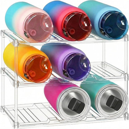 Stackable Water Bottle Organizer, Clear Tumbler Holder for Cabinet1