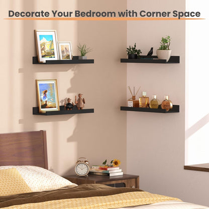 Floating Shelves for Wall Decor and Storage, Black, 6Pcs 15.7'' | Wall Mounted Wood Shelves for Living Room, Bedroom, Bathroom, Kitchen, Office, Laundry Room Display and Organize5