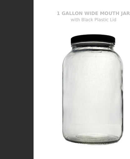 1 Gallon Glass Jar, Black Plastic Lid | Wide Mouth, USDA Certified, Bpa-Free, for Fermenting, Storing, Canning2