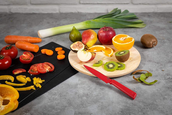 COLORI+ Mixed Knife Set with Non-Stick Coating and Safety Sheaths, Set of 3, Green, Red and Graphite Grey3