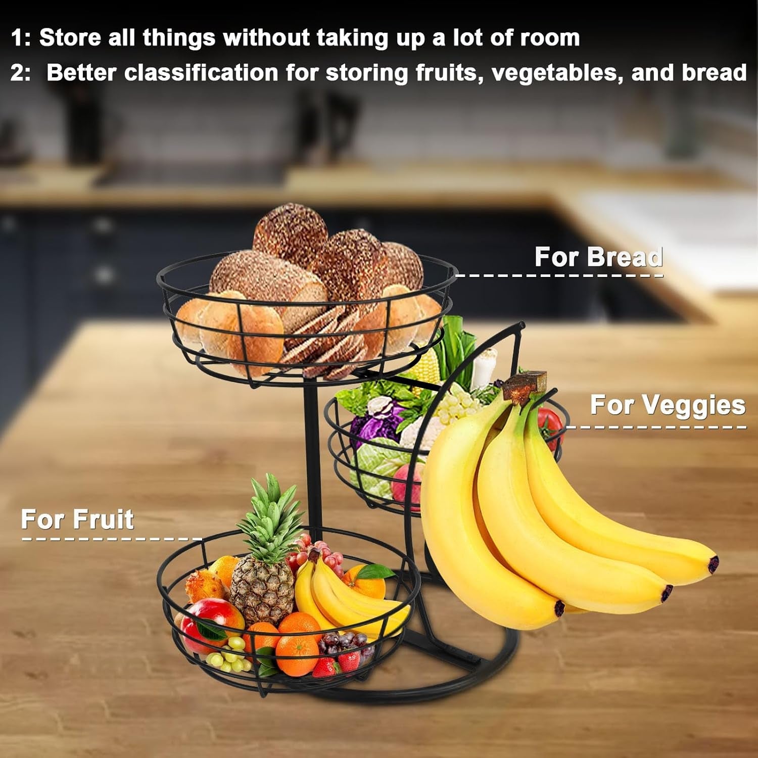 fruit-basket-bowl-with-banana-hanger-fruit-vegetable-storage-basket-with-banana-tree-holder-for-kitchen-counter-detachable-organizer-for-bread-snack-produce-black-3-tier-metal-base