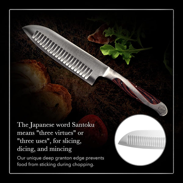 5.5 Inch Japanese Style Santoku Knife |  | High Carbon Stainless Steel Kitchen Knife | Razor Sharp Multipurpose Chopping Knife for Meat, Vegetable & Fruit with Ergonomic Handle & Gift Box5