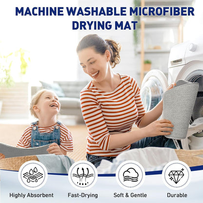 14.6*11.8 Inch Microfiber Dish Drying Mat,2 Compact Ultra Absorbent Dish Mat Drying Kitchen Mat,Small Dish Drying Mats for Kitchen Counter,Draining Racks,Sinks (Gray)5