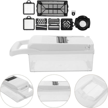 Multi-Function Vegetable Grater and Potato Slicer with Hand Grater Handle, 15Pcs White Kitchen Accessory Set for Onion Dicing, Shredding, and Slicing8