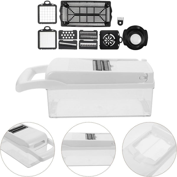 Multifunctional Food Slicer and Dicer Chopper Set, 15Pcs White Kitchen Vegetable Grater with Fine Mesh for Onion, Potato, Carrot Cutting and Shredding, Reusable Ergonomic Kitchen8