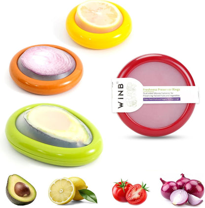 Set of 4 Reusable Fruit and Veggie Savers - Ideal for Avocados, Tomatoes, Apples, Garlic, Onions, and More1