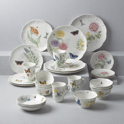 Butterfly Meadow Porcelain 28-Piece Dinnerware Set for 43