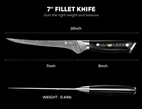 7 Inch Damascus Fillet Boning Knife for Fish & Meat, G10 Handle6