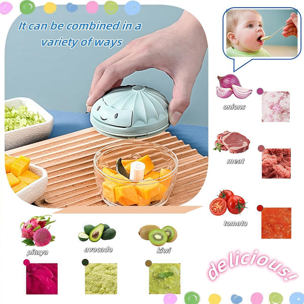 Manual Food Processor Vegetable Chopper, Mini Hand Pull String Garlic Chopper Onion Cutter for Veggies, Ginger, Fruits, Nuts, Avocado, Garlic Etc., Food Safe Material, 160Ml (Blue)5