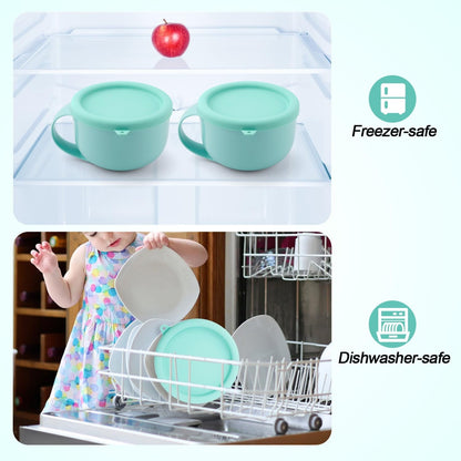 2Pcs Silicone Lids for Dash My Mug, 5.9In Bpa-Free Silicone Bowl Covers | Storage Cookware Lids Replacement for Dash Ice Cream Maker Mug (Light Green)6