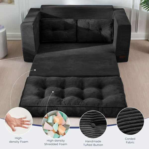 Folding Sofa Bed, Convertible Sleeper Loveseat with Pillows6