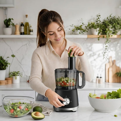 Electric Food Processor 10.5 Cup, Multi-Function Vegetable Chopper with French Fry Slicer, Dough Mixer, Easy to Clean, Secure Design, Stainless Steel, for Vegetables, Smoothie, Fruit4