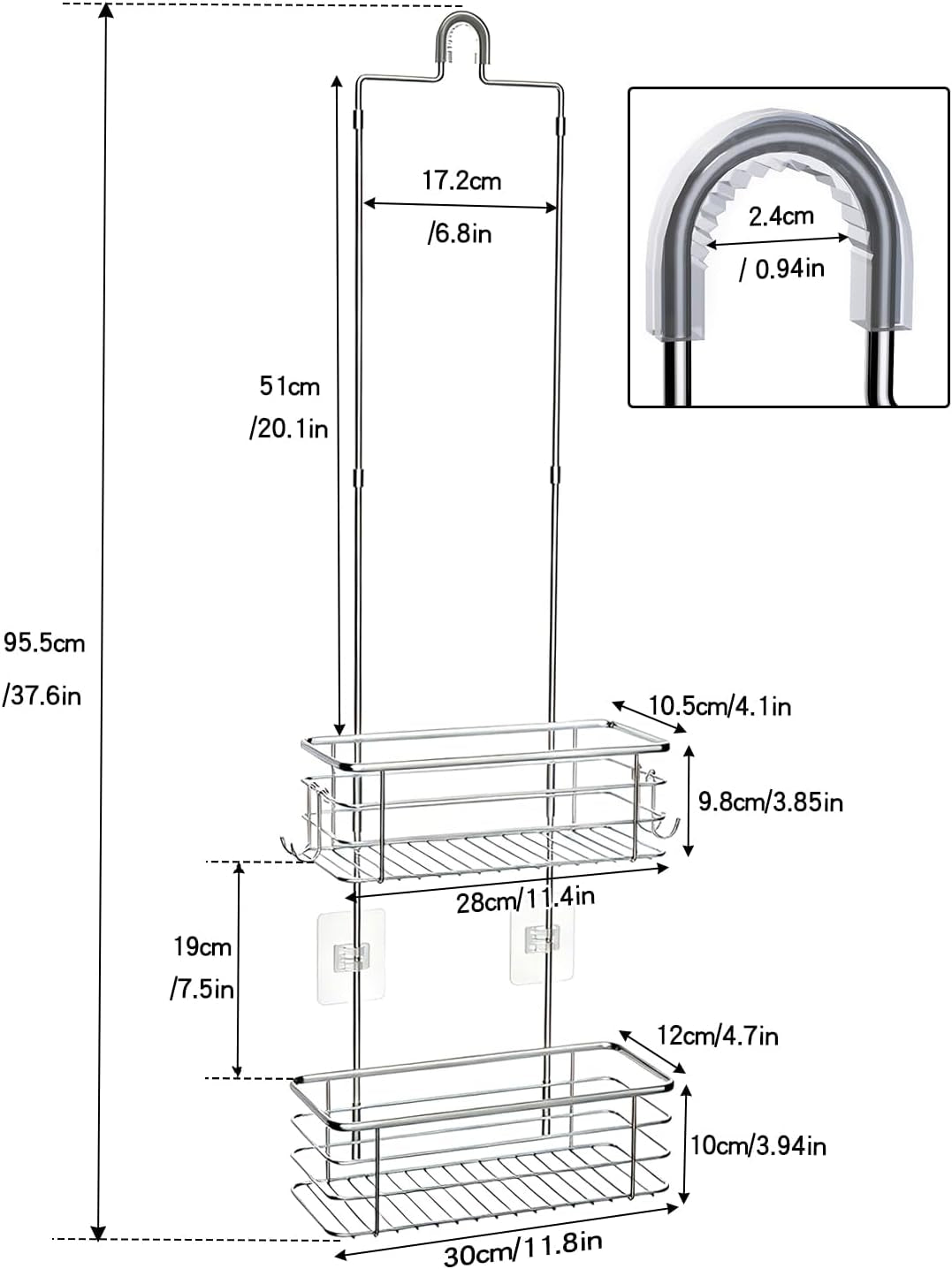 over-the-shower-head-caddy-2-tier-stainless-steel-hanging-organizer-with-hooks-37-6in