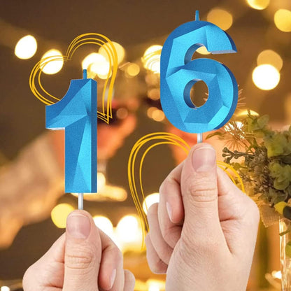 Number Birthday Candles(8 Candle Blue) 3D Diamond Shape Number Happy Birthday Cake Candles for Birthday Party Wedding Decoration Reunions Theme Party4