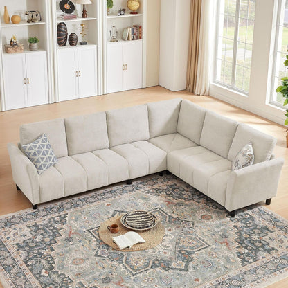 102" L Shaped Couch, 6 Seater Sectional Sofa for Living Room, Beige Couches7