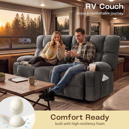 Oversized Loveseat Recliner Sofa, Double Recliner, Big Large Reclining Sofa with Cup Holders & Side Pockets, Traditional 2-Seater Manual Recliner Couch for Living Room, RV, Home Theater (Fabric,Grey)7