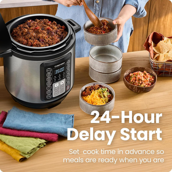 13-In-1 Electric Pressure Cooker, 6-Quart Multicooker with Touchscreen Controls, Slow Cooker, Steamer, Sauté, Soup, Chili, Delay Start & Keep Warm, Stainless Steel4