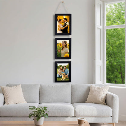 2 Pcs 5X7 Black Picture Frames Collage with 6 Openings Wall Decor Hanging Photo Holder Frame for Wall Rustic Engineered Wood 5 X 7 Collage Picture Frames Wooden Photo Frame Wall Mount Set of 22