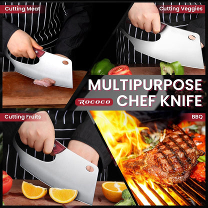 Effort Saving Meat Cleaver - Red Wood Easy Handle Chef Knife8