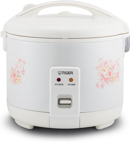 JNP-1500-LF 8 Cup Capacity White Rice Cooker with Non-Stick Inner Pot, Retractable Power Cord, and Keep Warm up to 12 Hours (Flower)1