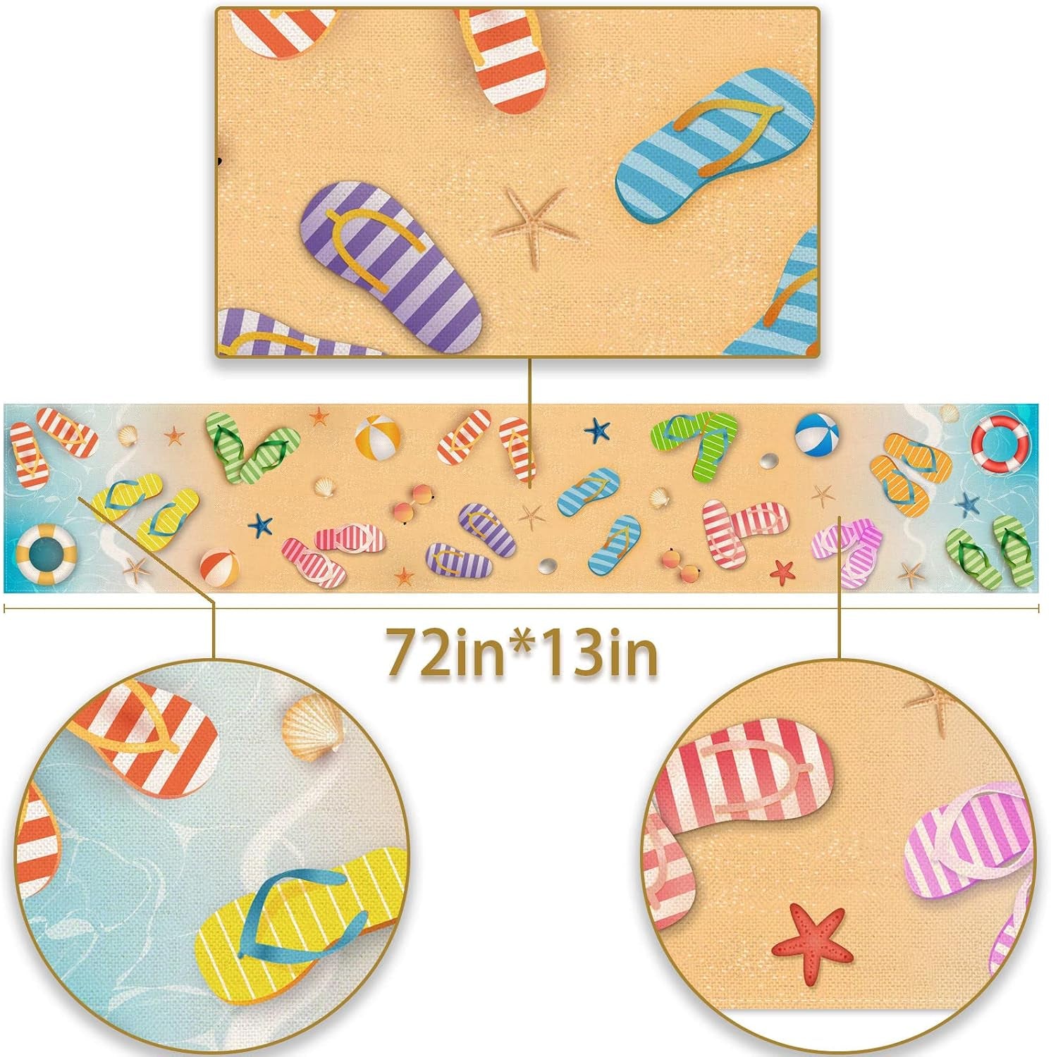 summer-beach-table-runner-flip-flops-seaside-themed-birthday-seasonal-holiday-party-kitchen-dinning-room-home-decoration-13-x-72
