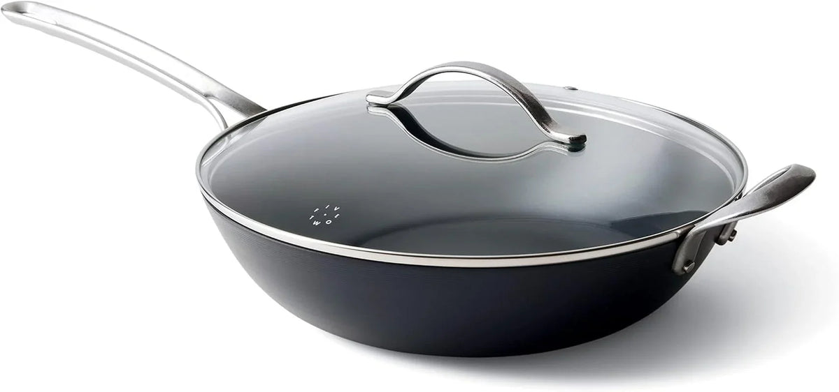 x-food-52-five-two-essentials-carbon-steel-12-wok-with-foldable-rack-pfas-free-multi-clad-induction-dishwasher-safe-oven-safe-black