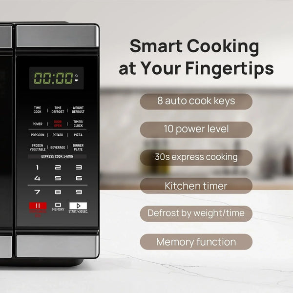 Microwave Countertop Ovens 1000 Watt, Black Small Microwave 1.1 Cu Ft, Large Microwave Digital 6 Auto Cooking, Eco Mode, Child Lock, 10 Power Level, Led Display, Easy Clean, Memory Function4