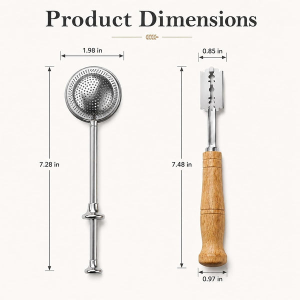 Bread Lame and Flour Duster Sets, 304 Stainless Steel Bread Scoring Tool5