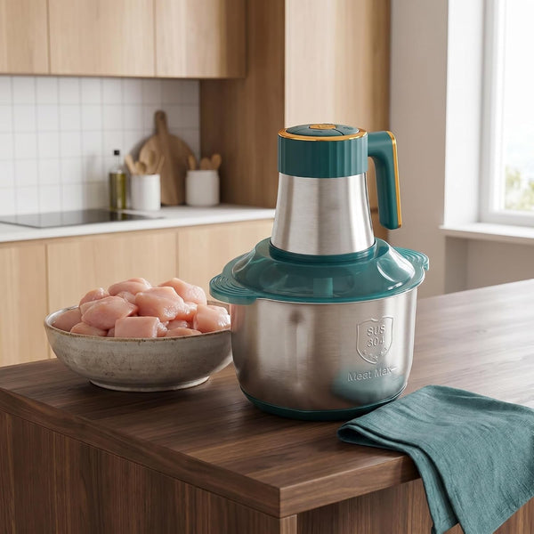 500W Electric Food Processor, 5L Stainless Steel Bowl, Large Capacity Multifunctional Chopper & Blender, Green for Home Kitchen Blue7