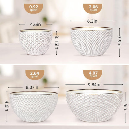 Ceramic Mixing Bowls Set of 4 for Baking Sourdough White3