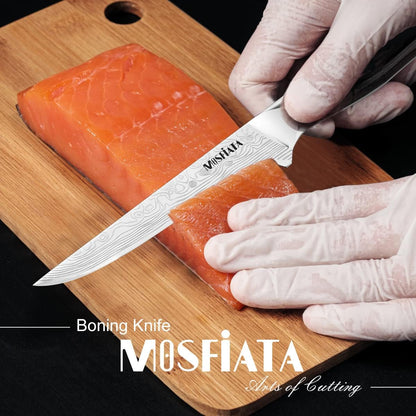 6" Boning Knife, Sharp Kitchen Cooking Knife with Finger Guard and Knife Sharpener, German High Carbon Stainless Steel EN1.4116 Chef’S Knife with Micarta Handle and Gift Box2
