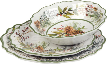 Winter Forest 12 Pc Dinnerware Set, Service for 43