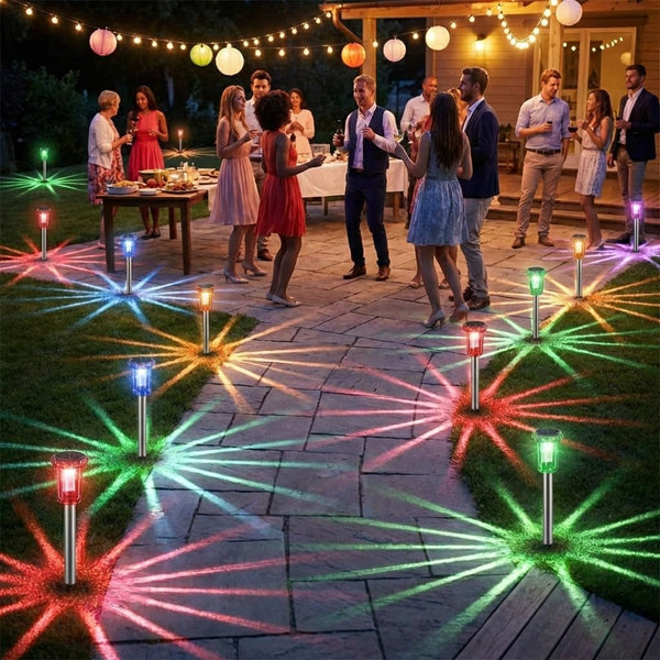 Solar Outdoor Lights, 10 Pack Solar Pathway Lights Outdoor Waterproof, Stainless Steel Stake Lighting for Garden Yard Path Walkway Driveway Patio Lawn outside Decor,Color Changing4