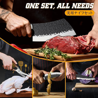 Chef Knife Set 5 PCS with Roll Bag, Gifts for Men and Women4
