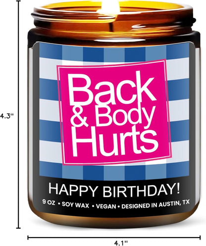 Funny Happy Birthday Candle, Unique Happy Birthday Gifts for Women and Men, Fun Gift Ideas for 30Th, 40Th, 50Th and 60Th Birthdays, Back and Body Hurts Candle, Long-Lasting Scent, Gift-Ready8
