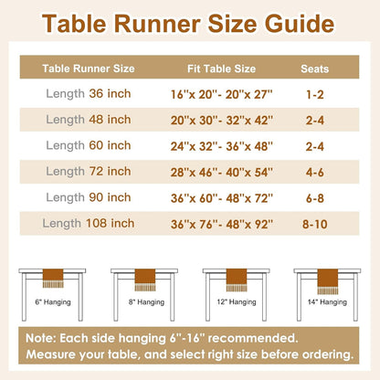 Boho Table Runner with Tassels 72 Inches Long Farmhouse Rustic Table Runner Macrame Burlap Table Decoration for Home Decor Living Room Bridal Shower, Single Striped (12X72 Inches)2