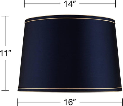 Pre-Assembled Sydnee Large Navy Blue with Gold Trim Shade 14X16X11 (Spider) | 14" Top X 16" Bottom X 11" High Replacement for Table Lamps Drum Harp + Finial4