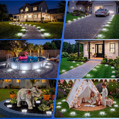 Solar Ground Lights Outdoor Anti-Rust Disk Lights, 10Pack Cold White5