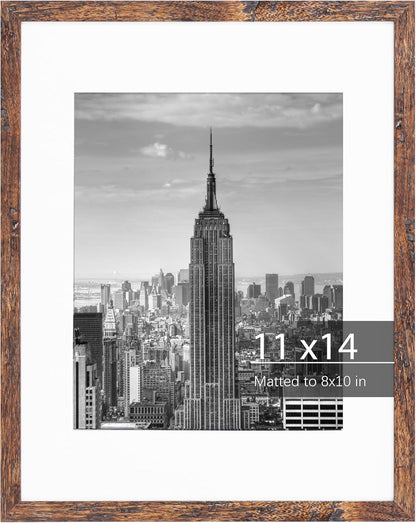 11X14 Picture Frame, MDF Frame with Plastic Cover, Rustic Brown1