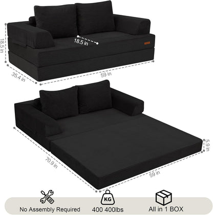 Futon Sofa Bed, Convertible Sofa Bed, Folding Boneless Couches2