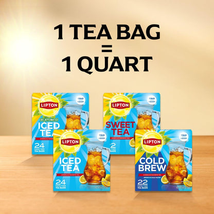 Lipton Cold Brew Black Tea Bags, Family Size,132 Total Bags (22 Ct 6-Pack) | Rainforest Alliance Certified Iced Tea Bags for Smooth Crisp Refreshing Cold Brewing Experience8