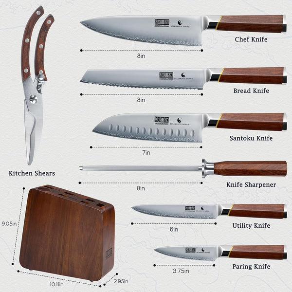8 Pieces Knife Set with Magnetic Block and Steak Knives Set of 6, Ultra-Sharp High-Carbon Steel Kitchen Knife, Professional Knife Block Set and Steak Knife with Ergonomic Handle & Gift Box9