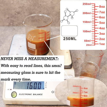Ackers Mini Glass Measuring Beaker Set, Borosilicate, 2Oz 4Oz 8Oz Measuring Cups3