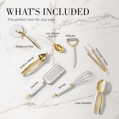 White & Gold Cooking Utensils Set, 8-Piece2