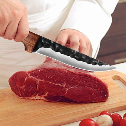 Meat Cleaver,Cleaver Knife 6.5 Inch Forged Hunting Knife Stainless Steel Boning Butcher Knife Meat Cleaver Fishing Camping Knife Professional Chef Knife with Sheath, LAMAJIGA58446